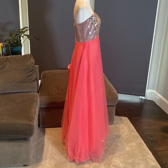 Women’s Pink Full Length Sparkly Tulle & Sequined Prom Party Dress Size S NWT - Picture 4 of 11